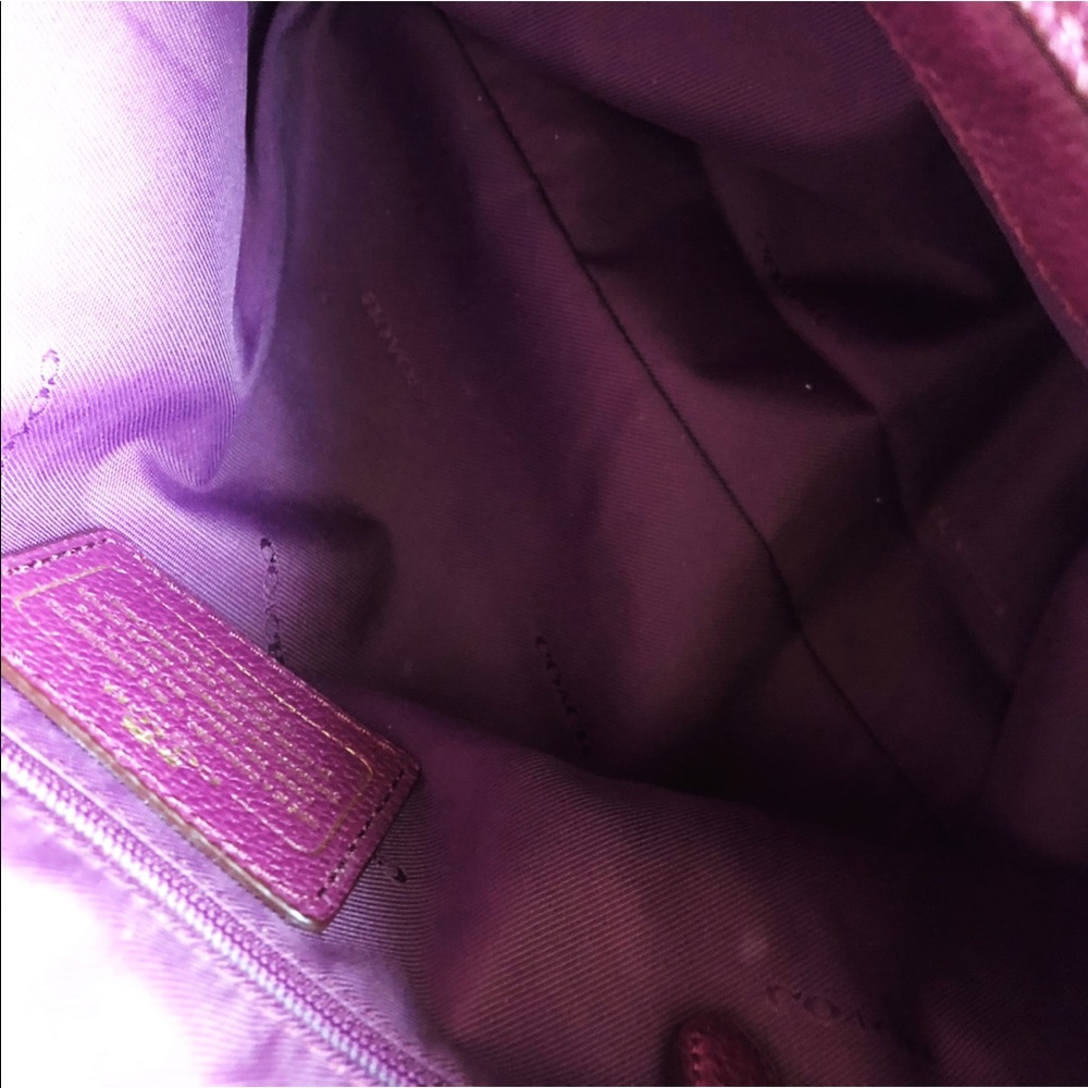 Coach Edie Turnlock Pebbled Leather Purple Shoulder Bag - Picture 7 of 8